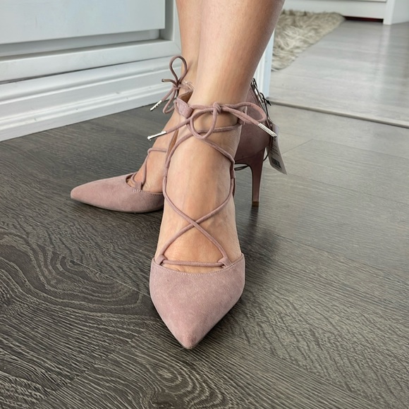 Sam & Libby Pink Suede Heels US 7 - Picture 1 of 5